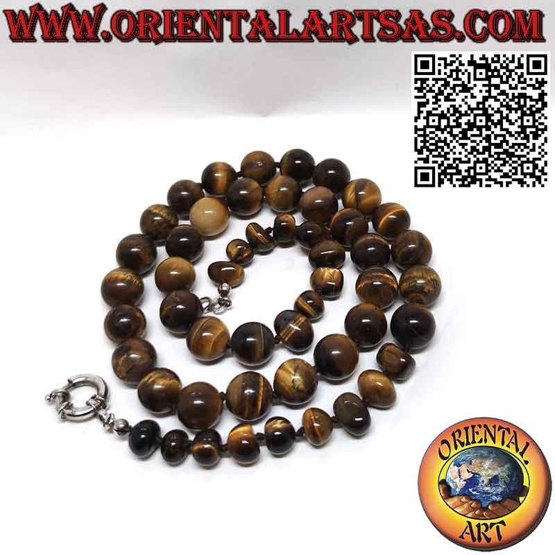 Tigerauge Naturstein Kette Perlen, Splitter, Silber | Oriental Art