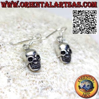 Boucles d'oreilles pendantes en argent en forme de tête de mort lisse