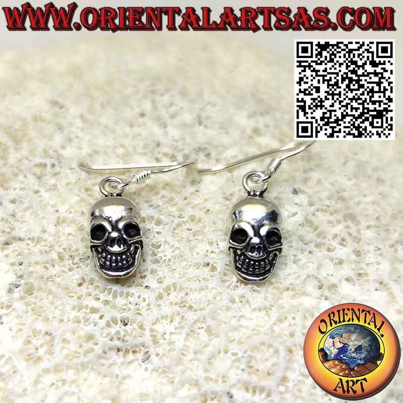 Pendientes colgantes de plata en forma de calavera lisa