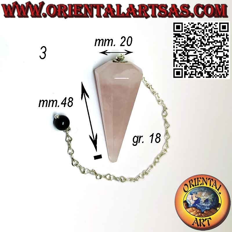 Péndulo de Cuarzo Rosa Facetado y Obsidiana | Amor y Protección