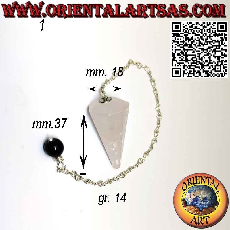 Rose Quartz & Obsidian Pendulum - Faceted & Pointed | Oriental Art