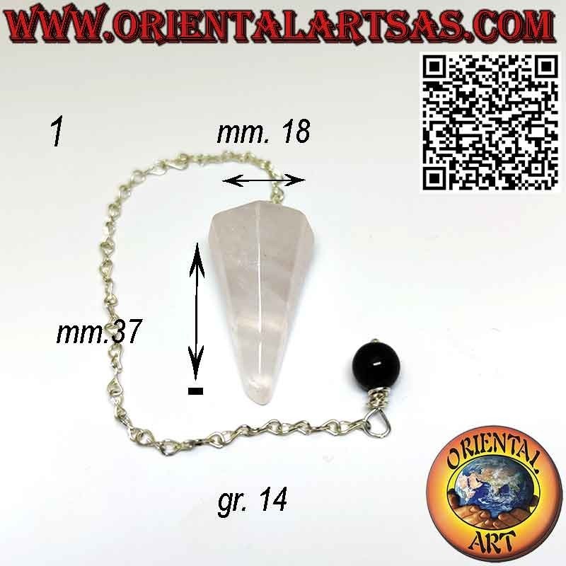 Rose Quartz & Obsidian Pendulum - Faceted & Pointed | Oriental Art