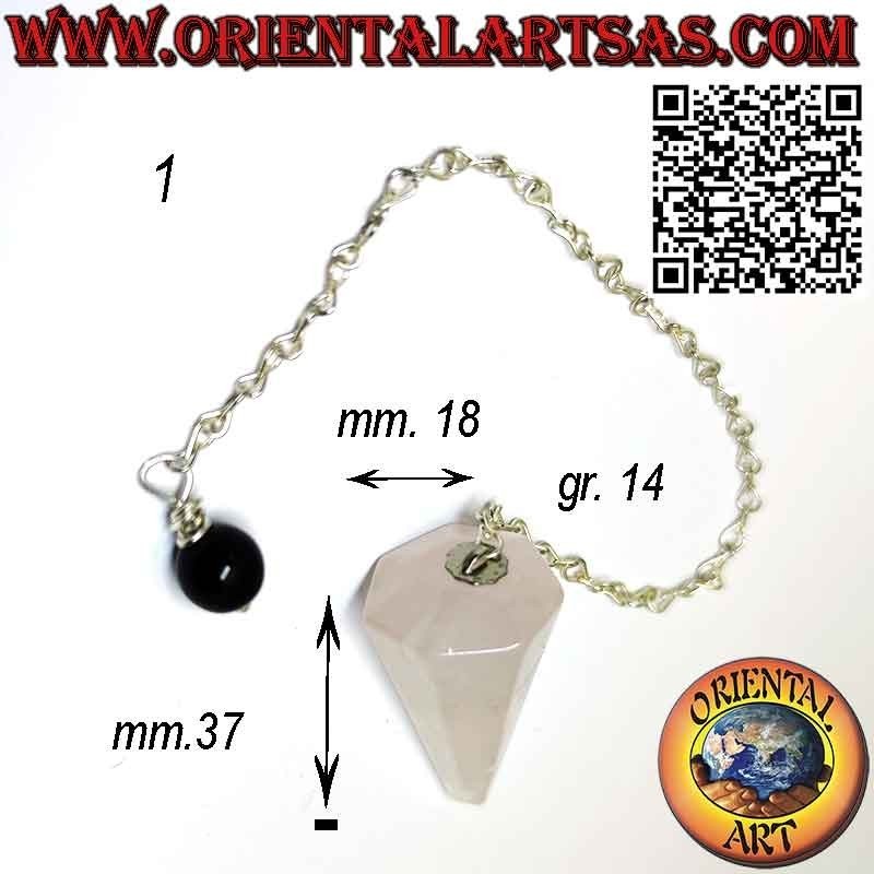 Rose Quartz & Obsidian Pendulum - Faceted & Pointed | Oriental Art