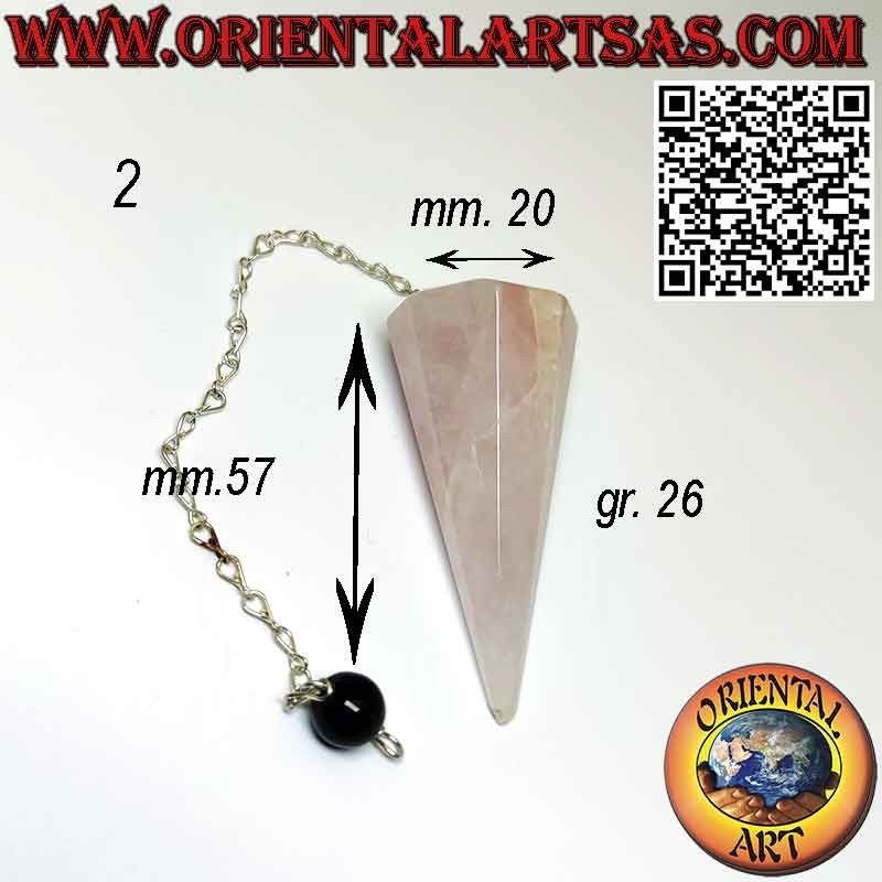 Rose Quartz & Obsidian Pendulum - Faceted & Pointed | Oriental Art