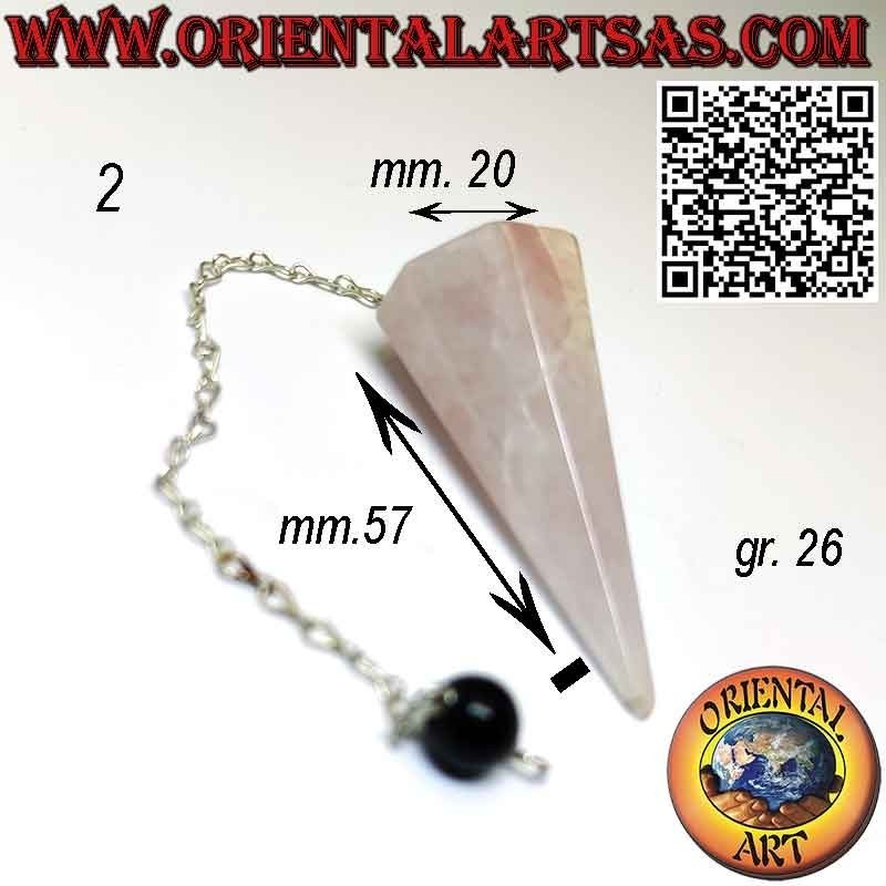 Rose Quartz & Obsidian Pendulum - Faceted & Pointed | Oriental Art