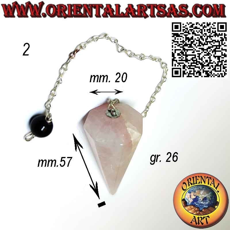 Rose Quartz & Obsidian Pendulum - Faceted & Pointed | Oriental Art