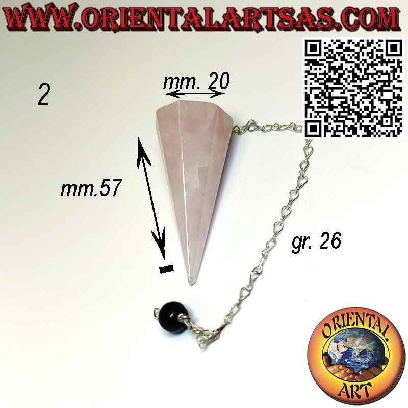 Pendolo Quarzo Rosa Sfaccettato con Sfera Ossidiana | Oriental Art
