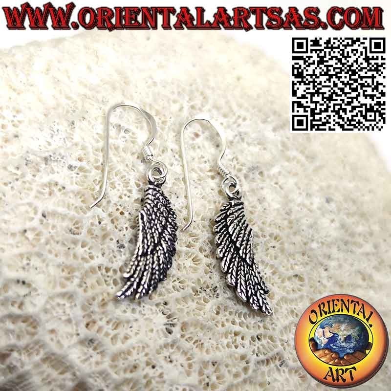 Double-sided angel wings pendant earrings in 925 ‰ silver