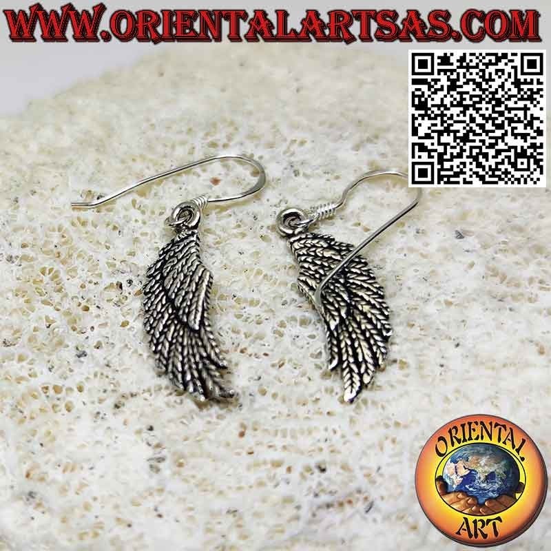 Double-sided angel wings pendant earrings in 925 ‰ silver