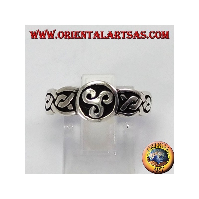 Silberring , triskell mit Celtic Interlacing