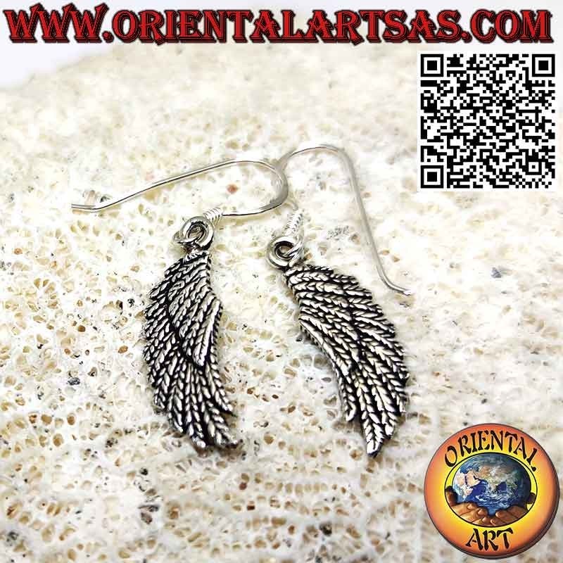 Double-sided angel wings pendant earrings in 925 ‰ silver