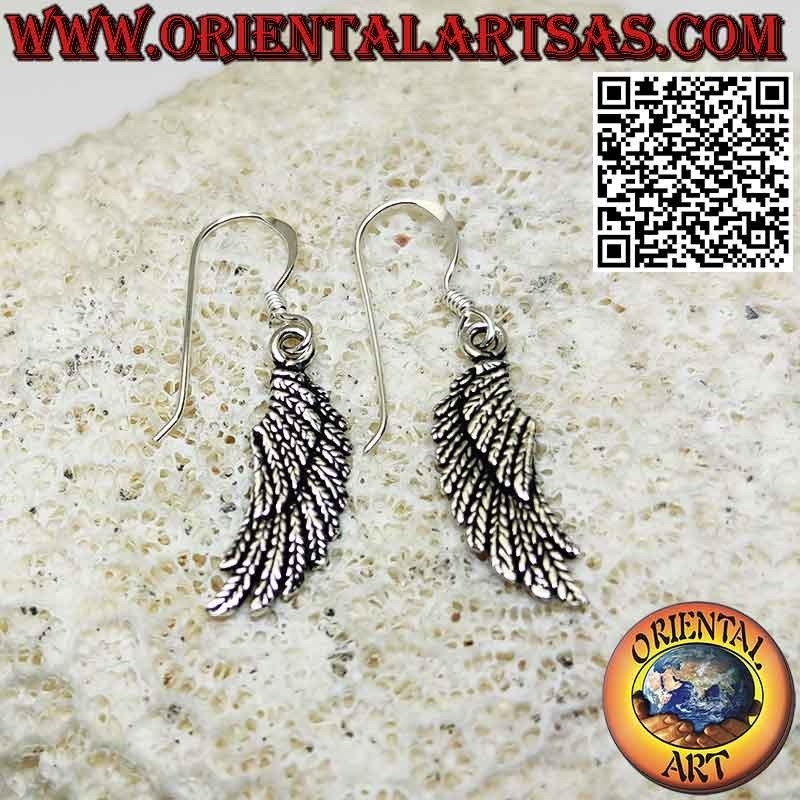 Double-sided angel wings pendant earrings in 925 ‰ silver