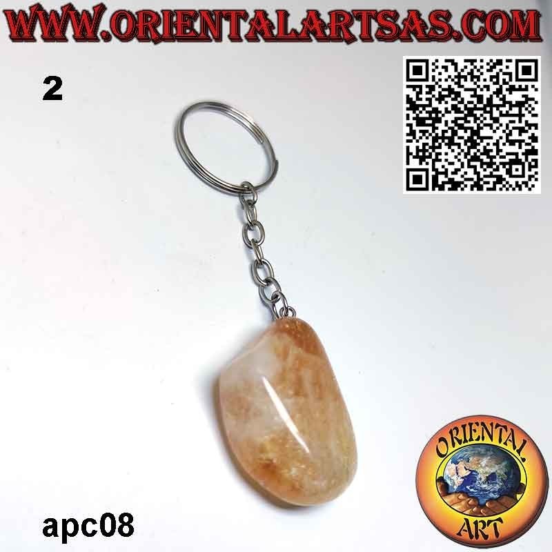 Metal Keychain with Natural Tumbled Citrine Quartz | Oriental Art