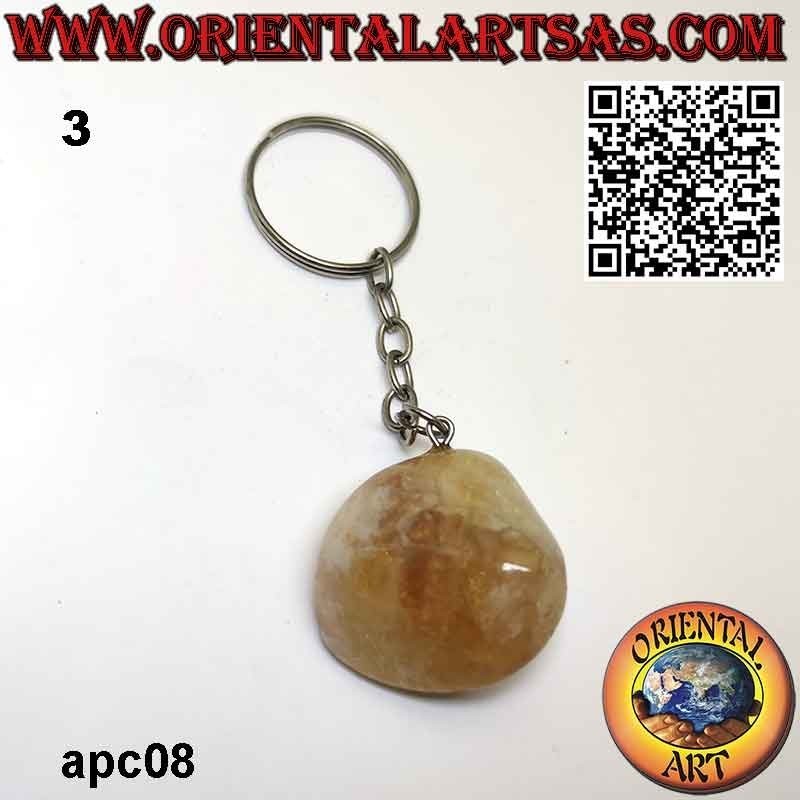 Metal Keychain with Natural Tumbled Citrine Quartz | Oriental Art