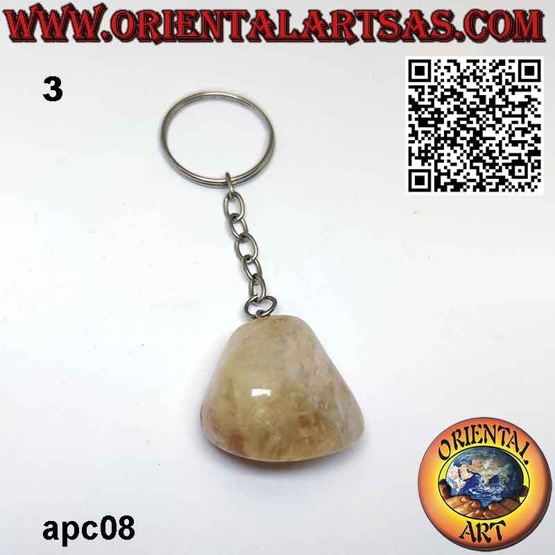 Metal Keychain with Natural Tumbled Citrine Quartz | Oriental Art
