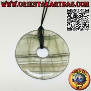 Fluorite disc/donut pendant (50 mm. Ø cord included)