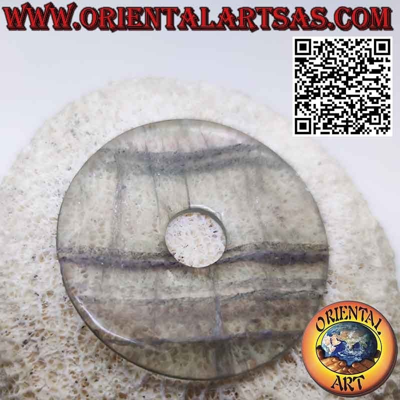 Colgante de disco / donut de fluorita de 50 mm. Ø (cable incluido)