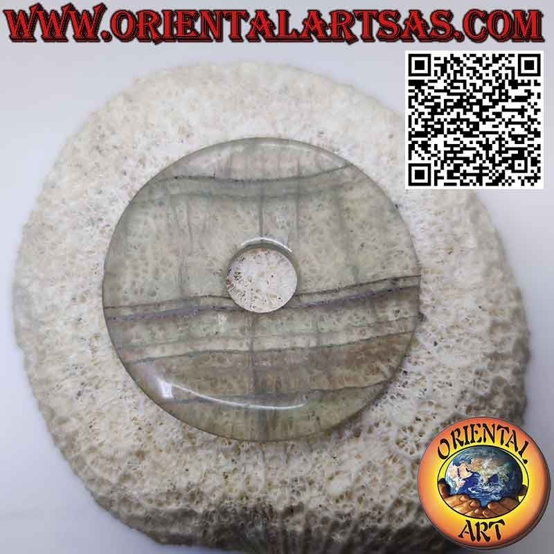 Colgante de disco / donut de fluorita de 50 mm. Ø (cable incluido)
