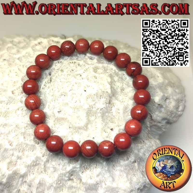 Bracciale Diaspro Rosso Naturale 8mm Elastico | Energia