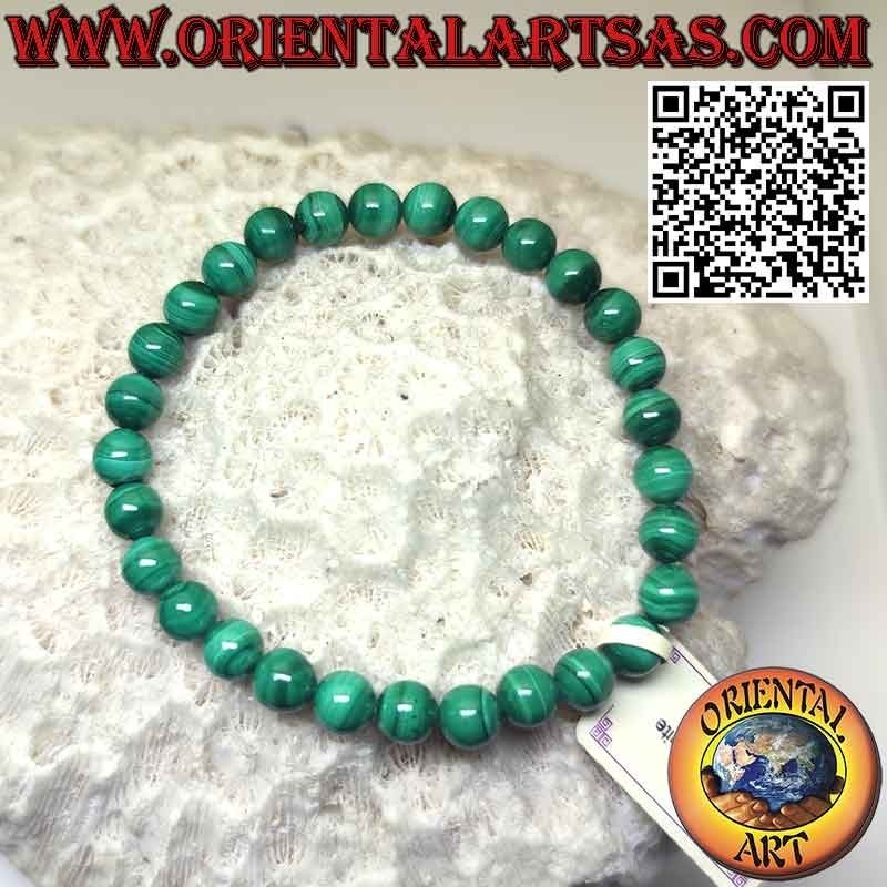 Bracelet en malachite naturelle, 6 mm (élastique)