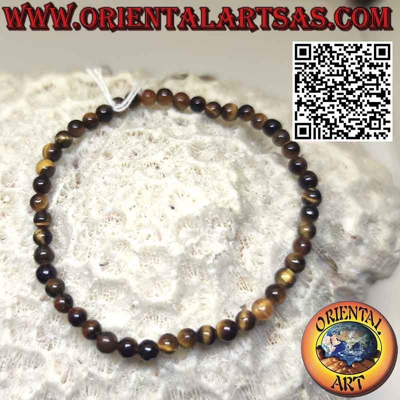 Pulsera ojo de tigre natural, 4 mm (elástico)