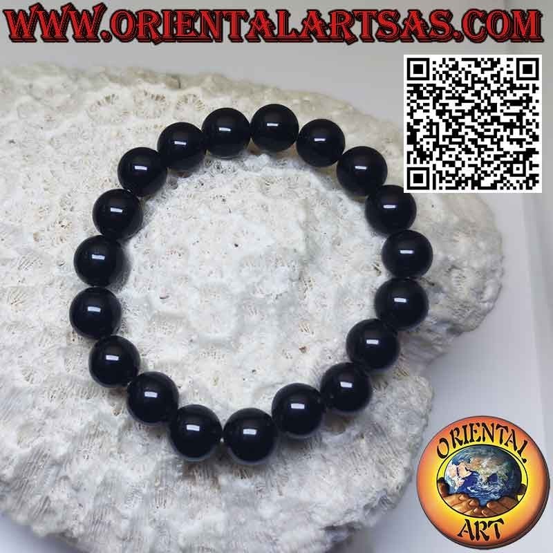 Bracciale composto di sfere da 10 mm di onice naturale su filo di nylon elastico