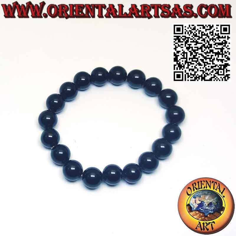 Bracelet composé de sphères en onyx naturel de 10 mm, (avec élastique)
