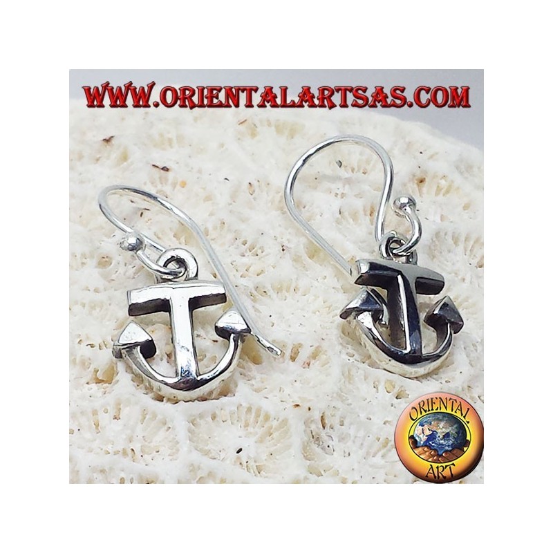 pendientes de plata, ancla y sencillo