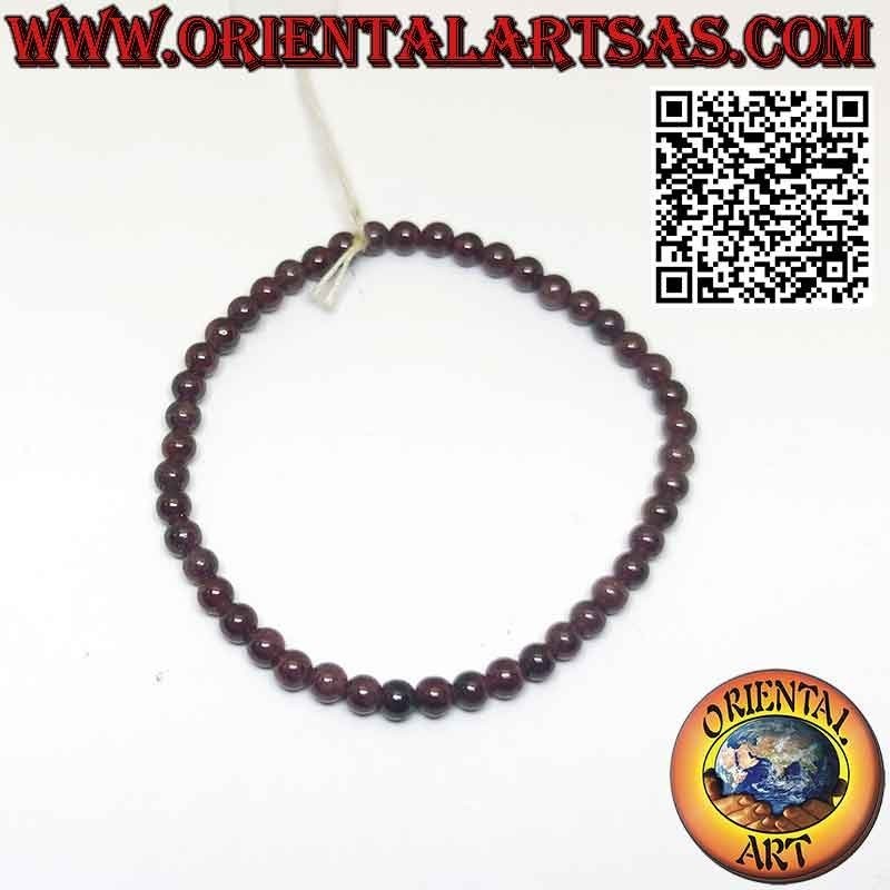 Natural Garnet 4mm Bead Bracelet - Elastic Fit
