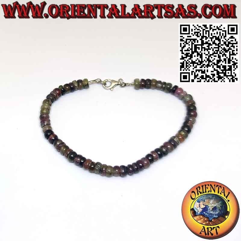 Natural Multicolored Tourmaline & Silver Clasp Bracelet