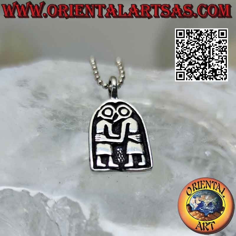Silver pendant, the biblical couple Adam and Eve