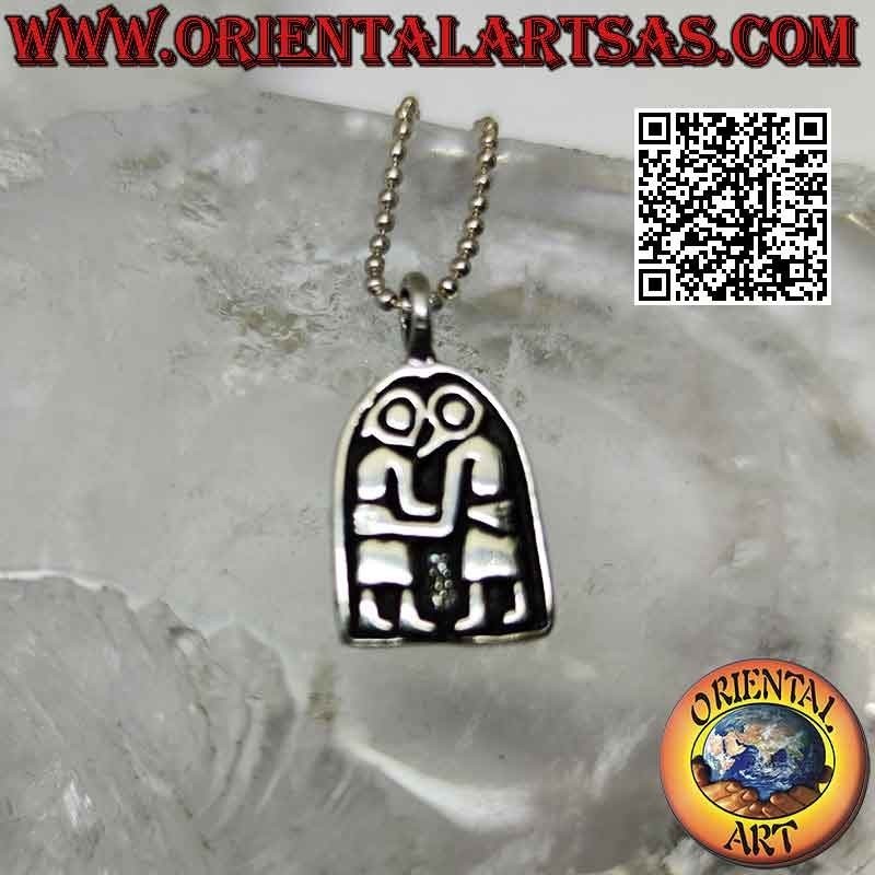 Pendentif en argent, le couple biblique Adam et Eve