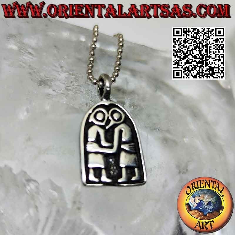 Pendentif en argent, le couple biblique Adam et Eve