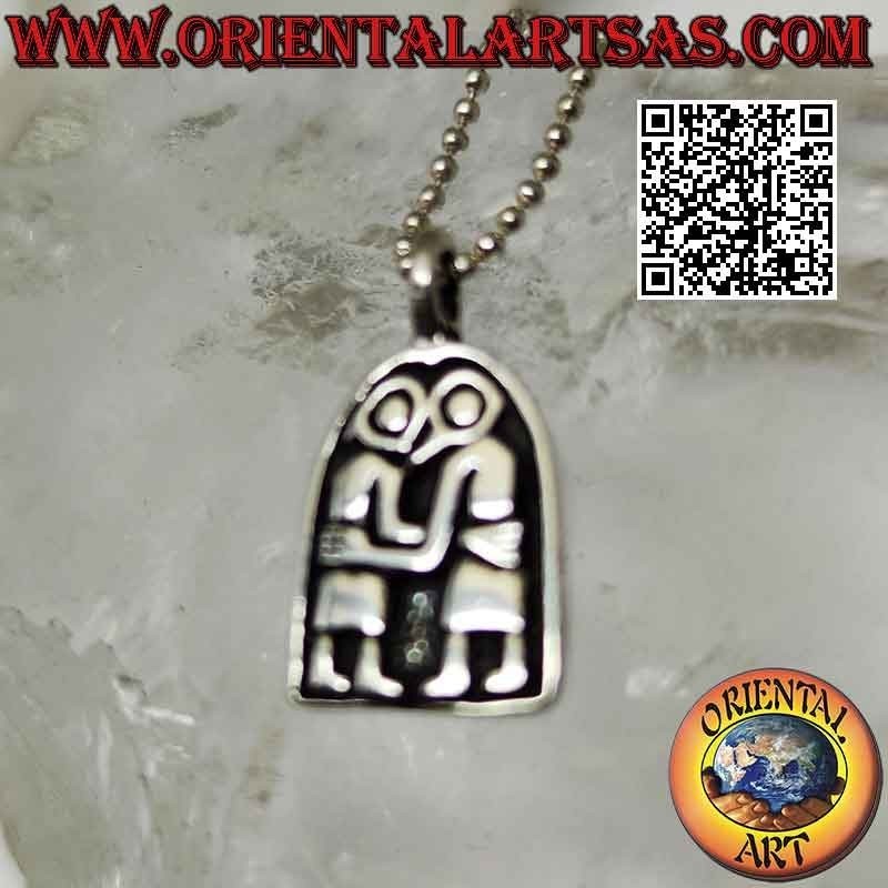 Silver pendant, the biblical couple Adam and Eve