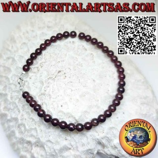 Pulsera de granate natural, bolitas de 5mm con cierre de plata