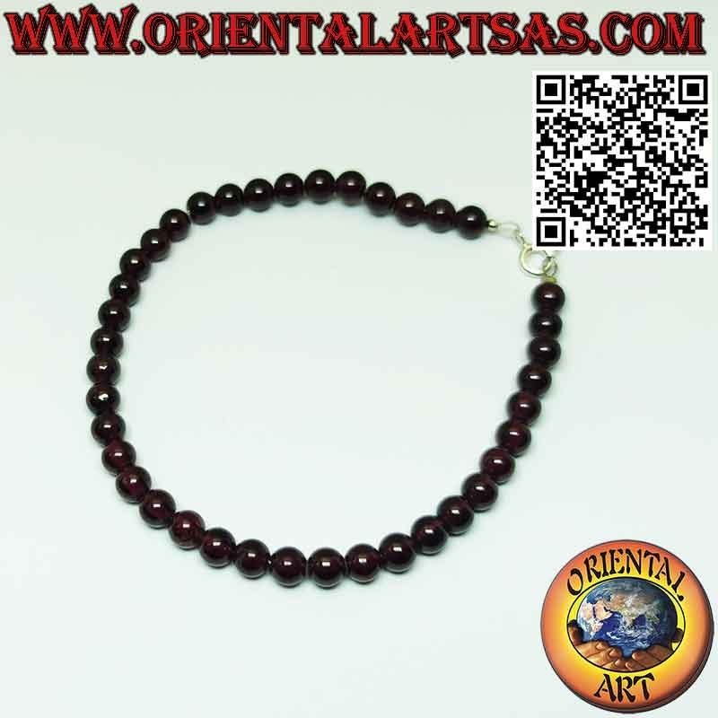 Natural garnet bracelet, 5mm balls with silver clasp