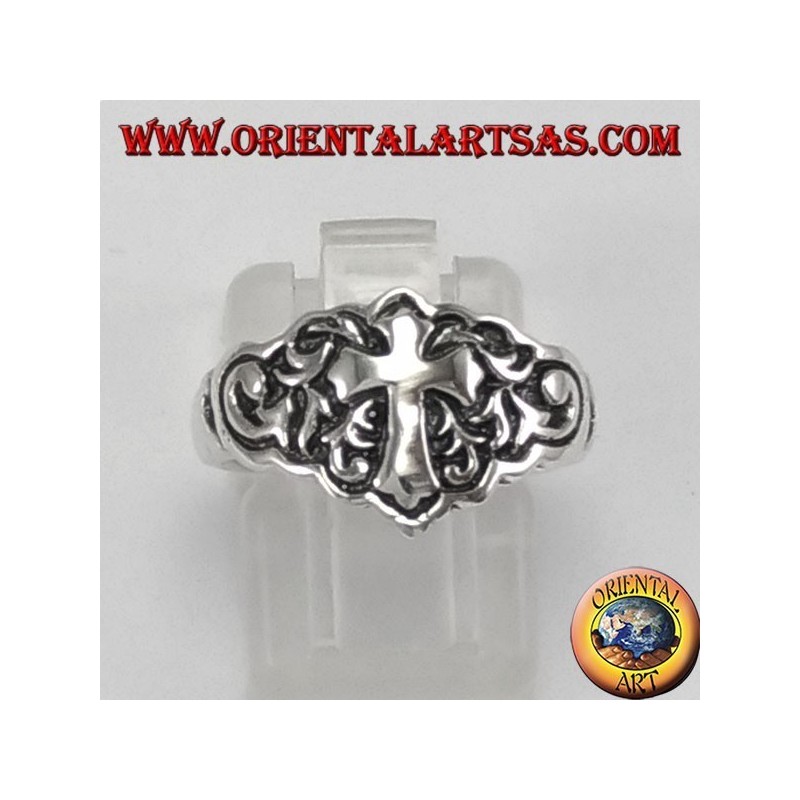 bague en argent pour le petit doigt avec la croix