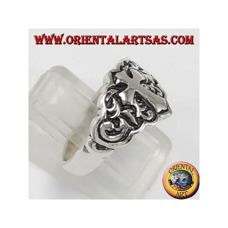 bague en argent pour le petit doigt avec la croix