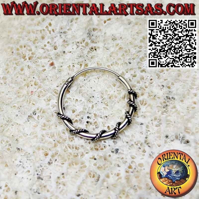 Pendiente aro alambre espino 16 mm Ø en plata 925‰