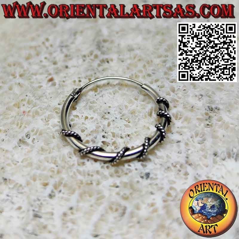 Pendiente aro alambre espino 16 mm Ø en plata 925‰