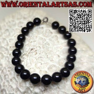 Pulsera de ónix natural, bolitas de 8 mm con cierre de plata