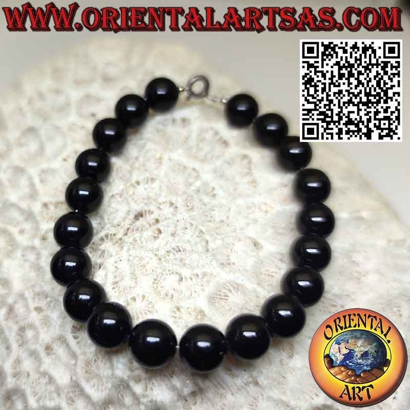 Bracciale in onice naturale, sfere da 8 mm con chiusura in argento