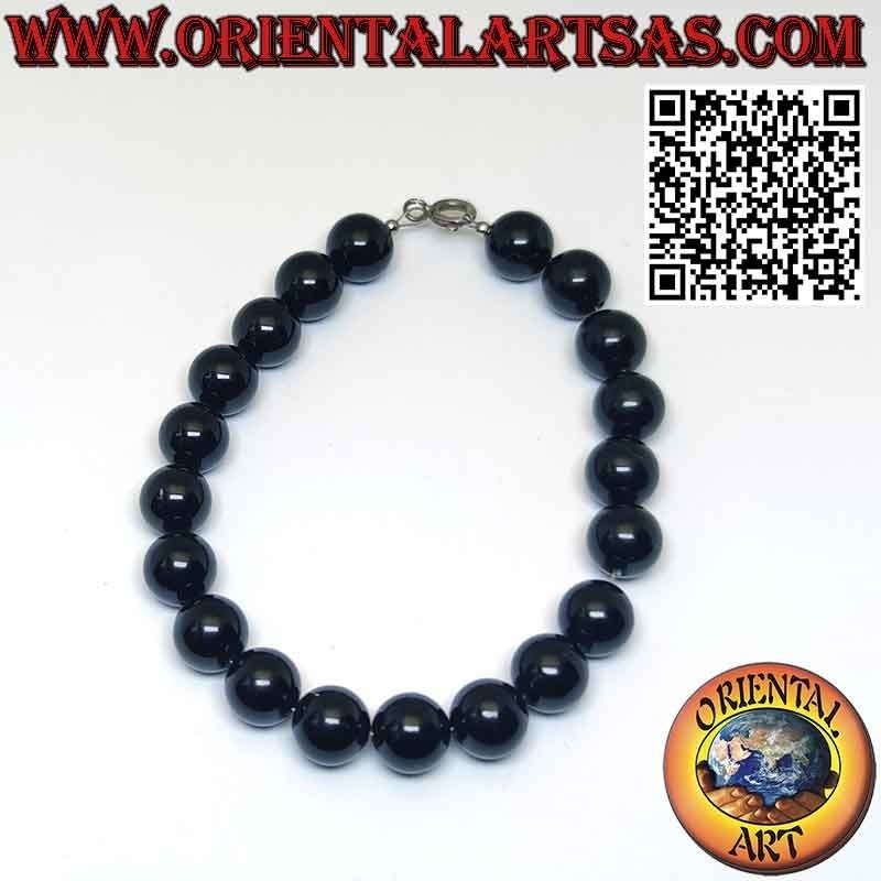 Bracelet Onyx Naturel 8mm, Fermoir Argent | Élégance & Protection