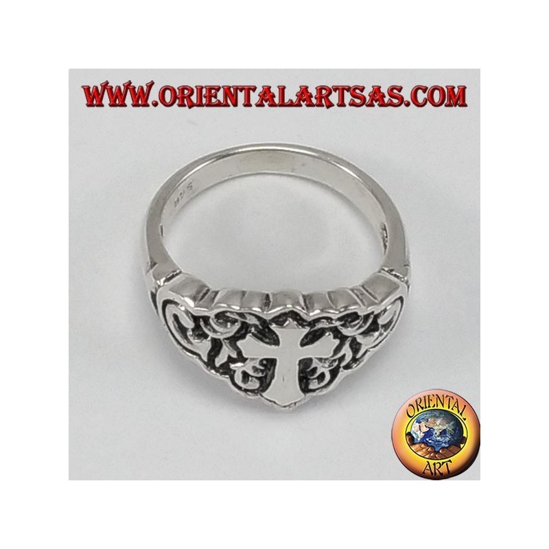 bague en argent pour le petit doigt avec la croix