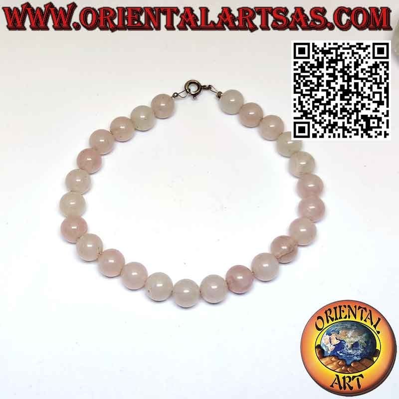 Bracciale Quarzo Rosa 8mm: Eleganza con Chiusura Argento