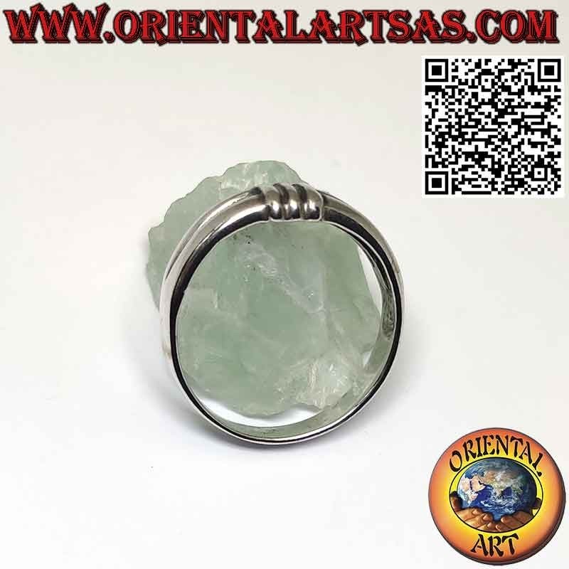 Anillo banda plata con división horizontal unidas por 3 líneas