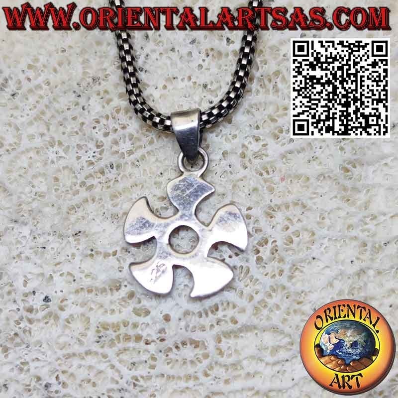 Silver pendant, 5-bladed helix symbol of resilience (resistance)