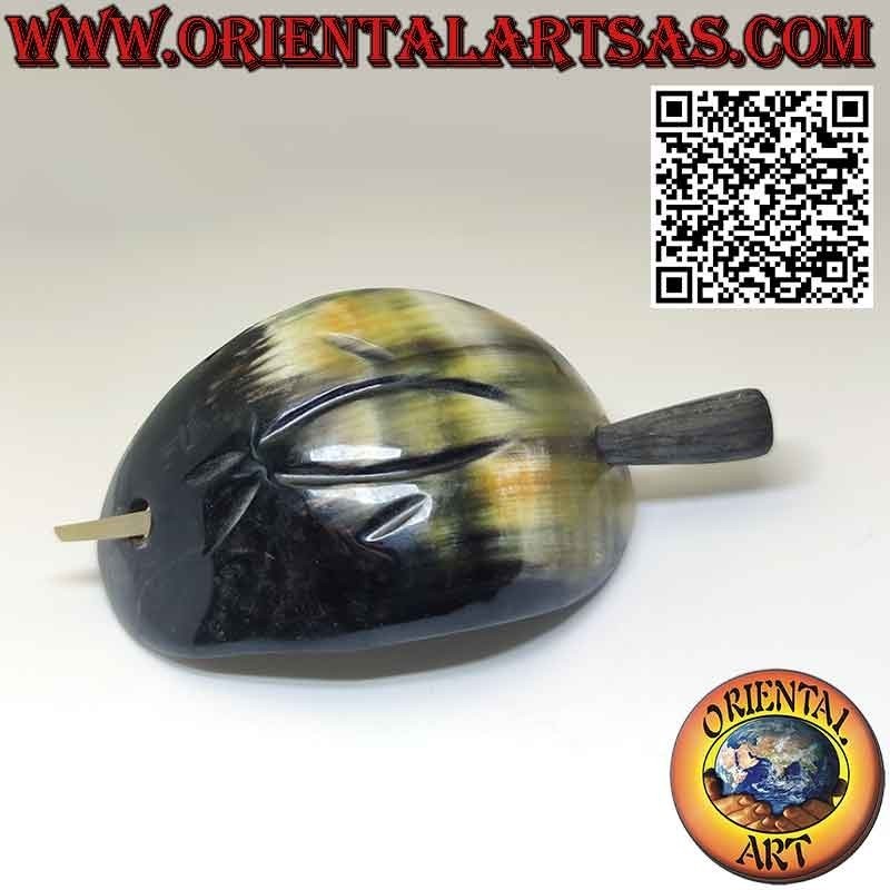 Hair clip with concave buffalo horn stick and engraved fish