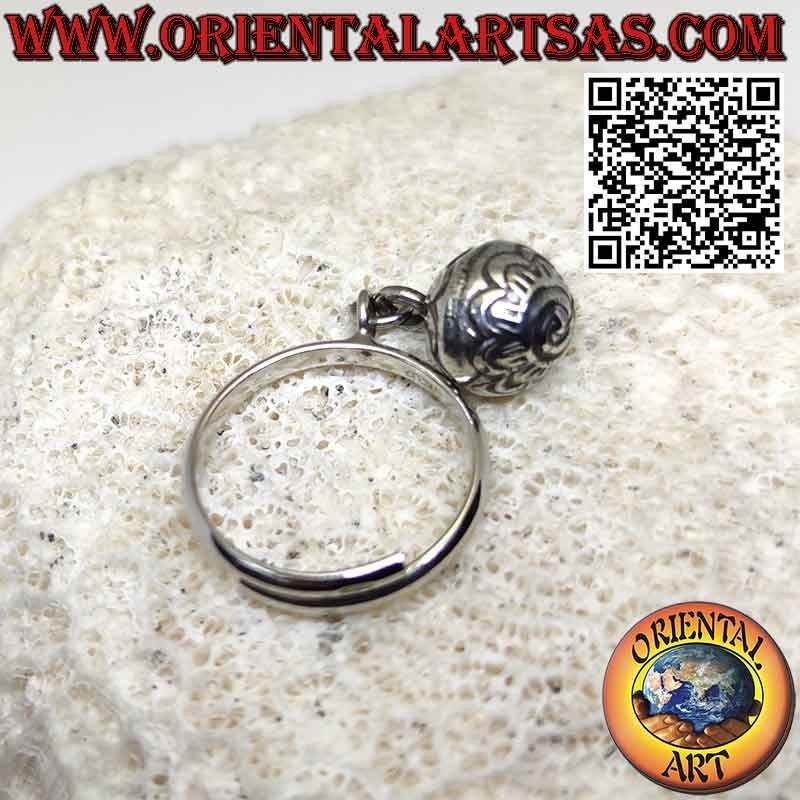 Verstellbarer Ring aus 925‰ Silber mit beweglicher ethnischer Glocke