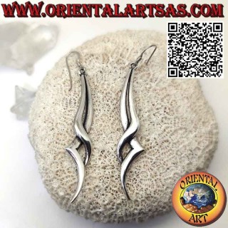 Earrings in 925 ‰ silver twisted long and elegant lightning